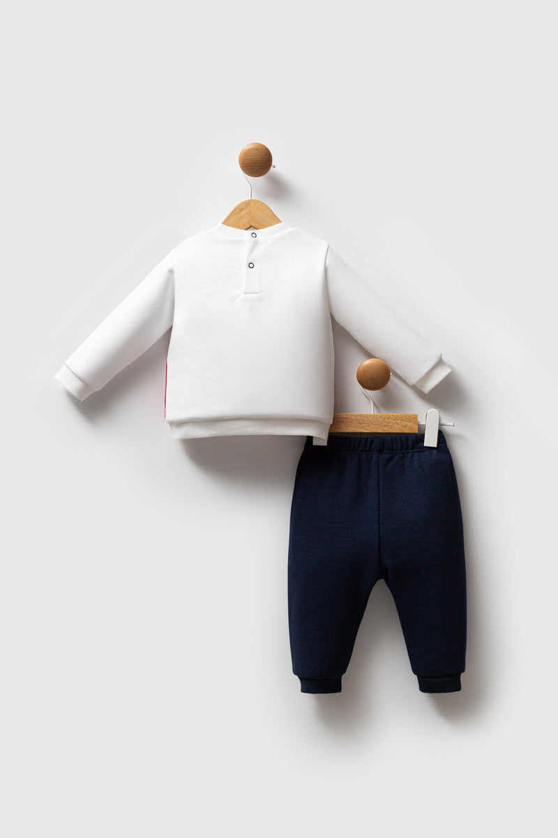 Set de pantaloni si bluza cu imprimeu logo