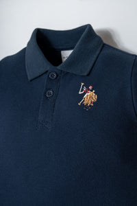Set 2 Piese Băiețel Tricou Polo Bleumarin Și Pantaloni Scurți Roșu Cu Logo Colorat