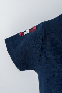 Set 2 Piese Băiețel Tricou Polo Bleumarin Și Pantaloni Scurți Roșu Cu Logo Colorat