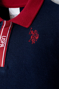 Set 2 Piese Băiețel Tricou Polo Bleumarin Și Pantaloni Scurți Roșu Cu Logo Brodat