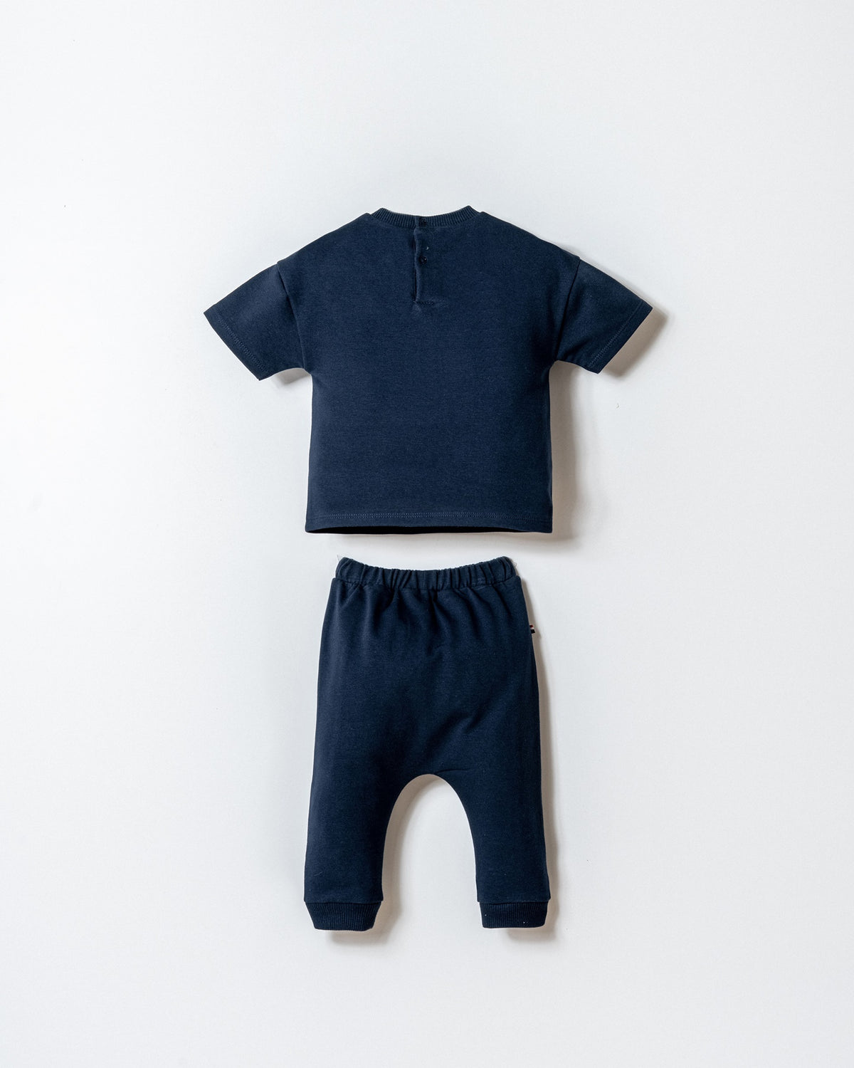 Set 2 Piese Băiețel Tricou Oversize Și Pantaloni Bleumarin Cu Logo Brodat