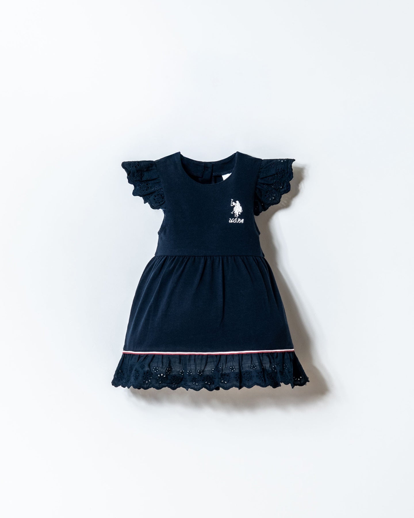 Rochie Evazată Din Amestec de Bumbac Cu Logo Brodat, Bleumarin