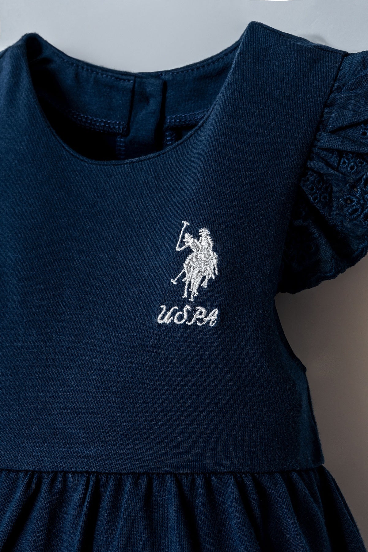 Rochie Evazată Din Amestec de Bumbac Cu Logo Brodat, Bleumarin
