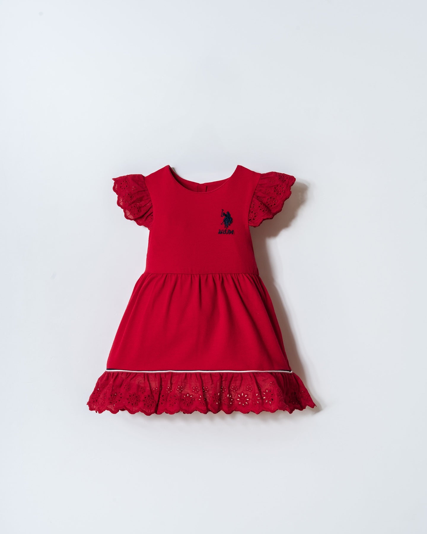 Rochie Evazată Din Amestec de Bumbac Cu Logo Brodat, Roșu