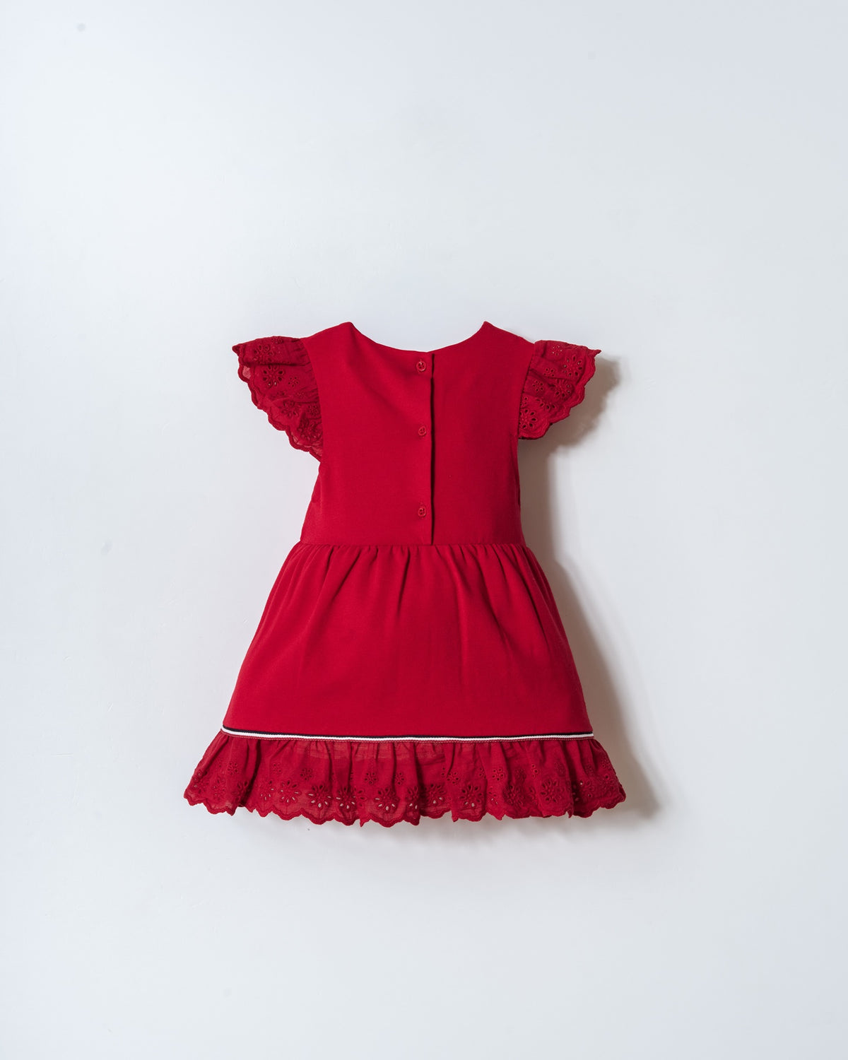 Rochie Evazată Din Amestec de Bumbac Cu Logo Brodat, Roșu