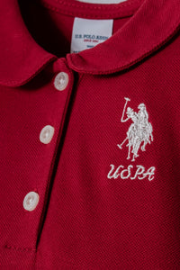 Rochie Polo Roșu Din Material Pique Cu Logo Brodat