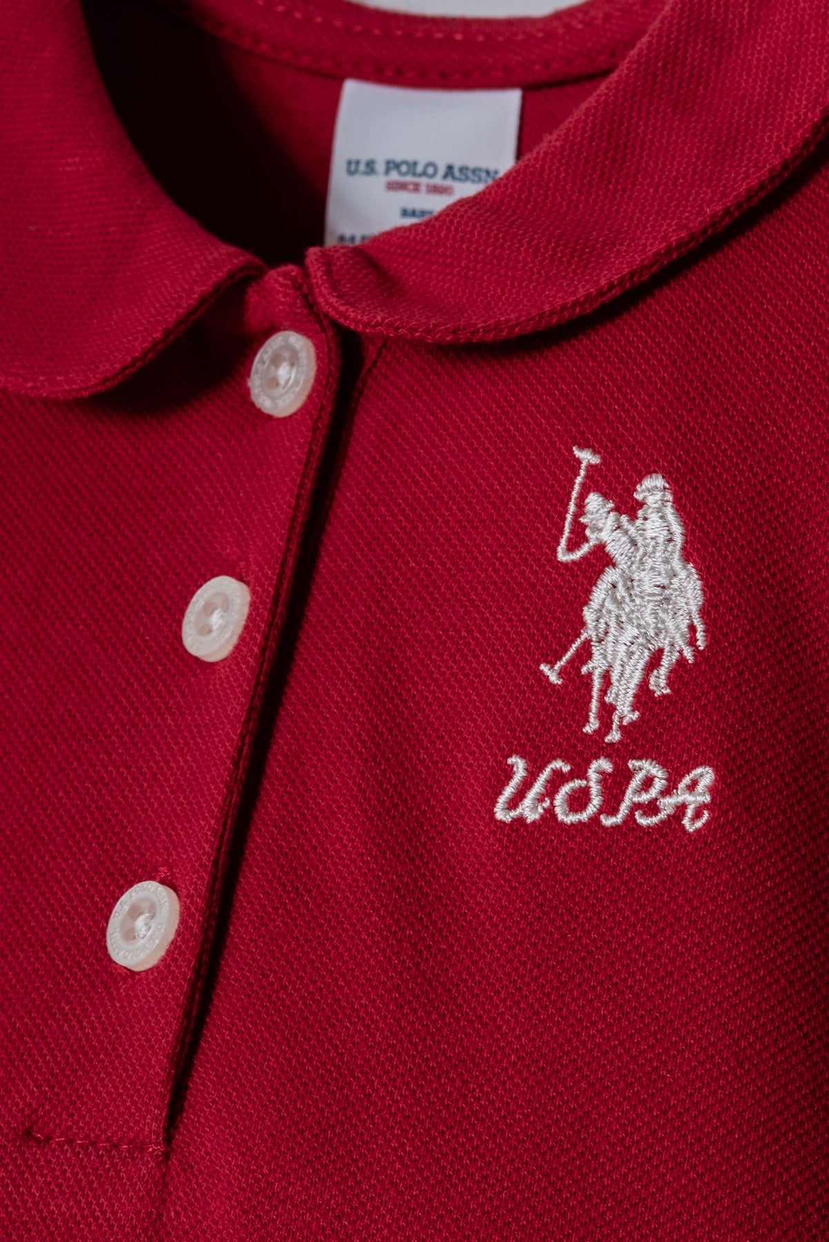Rochie Polo Roșu Din Material Pique Cu Logo Brodat
