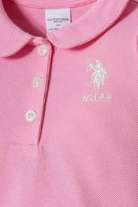 Rochie Polo Roz Din Material Pique Cu Logo Brodat