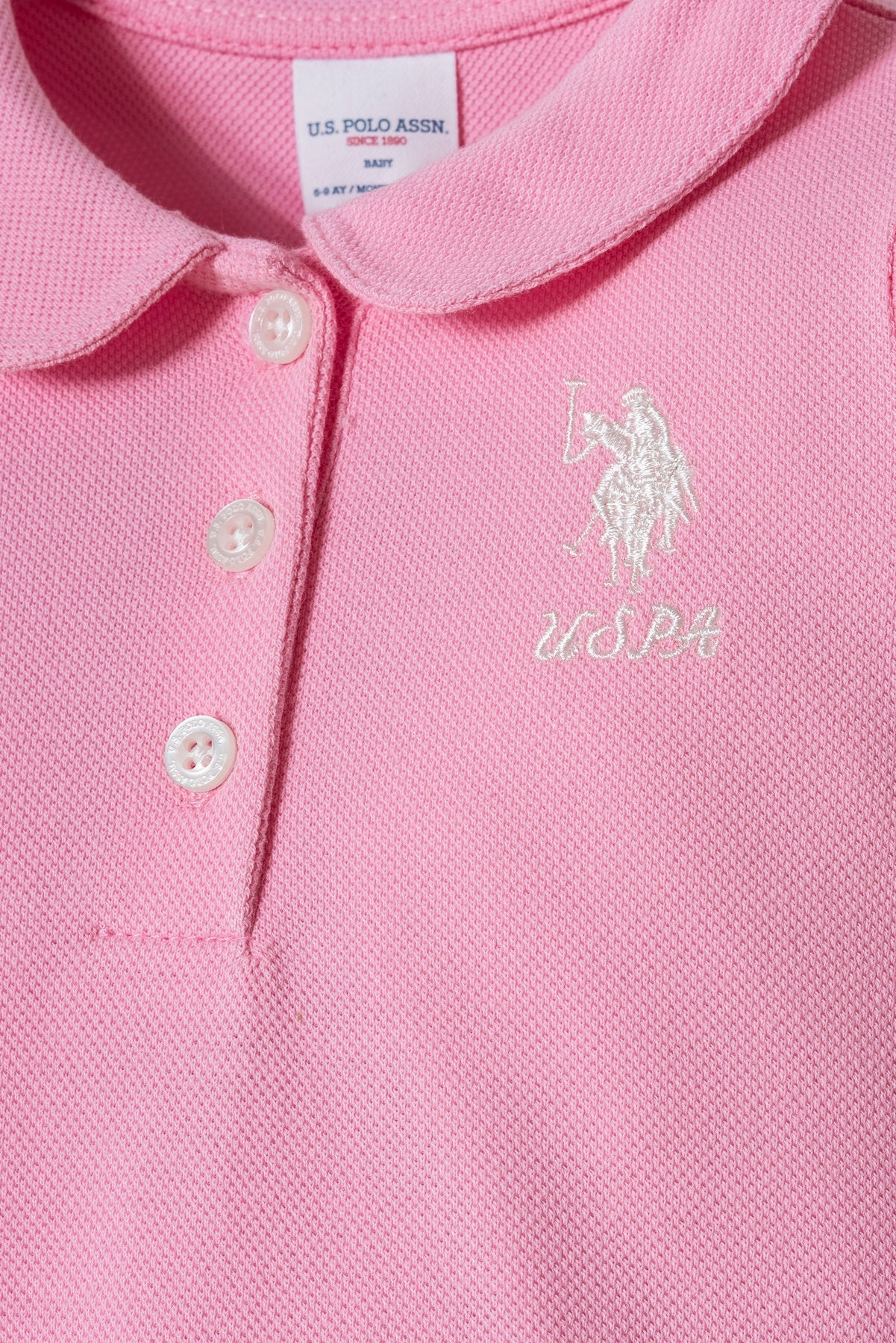 Rochie Polo Roz Din Material Pique Cu Logo Brodat