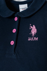 Rochie Polo Bleumarin Din Material Pique Cu Logo Brodat