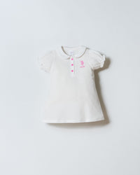 Rochie Polo Alb Din Material Pique Cu Logo Brodat
