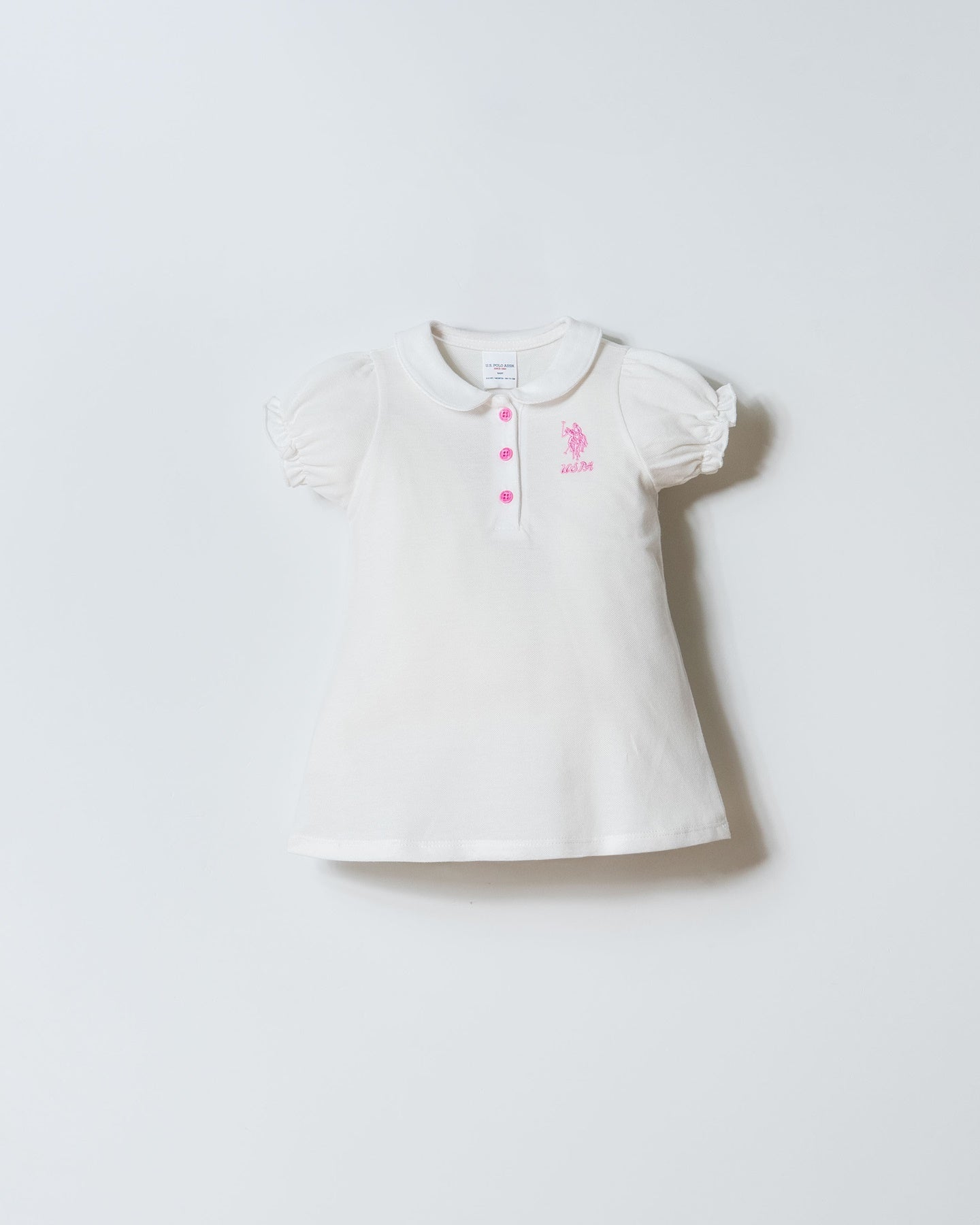 Rochie Polo Alb Din Material Pique Cu Logo Brodat