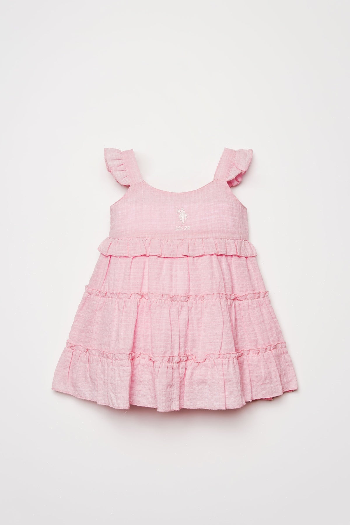 Rochie Fără Mâneci Din Material Poplin Roz Cu Logo Brodat