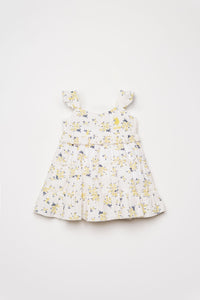 Rochie Fără Mâneci Din Material Poplin Alb Cu Model Floral