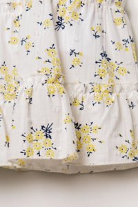 Rochie Fără Mâneci Din Material Poplin Alb Cu Model Floral
