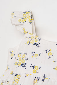 Rochie Fără Mâneci Din Material Poplin Alb Cu Model Floral