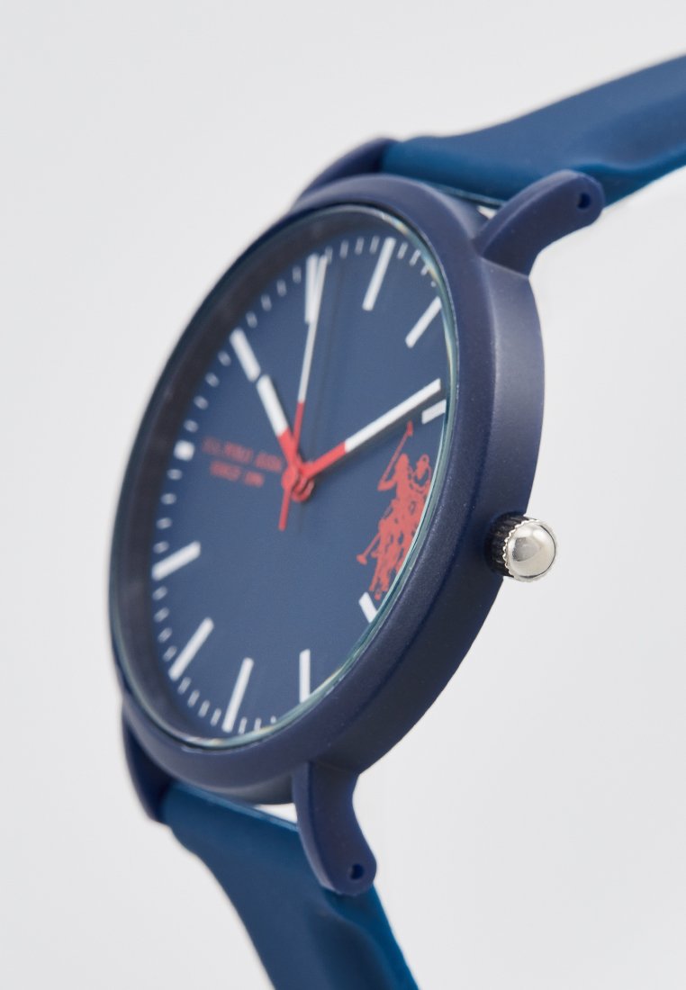 Ceas Quartz cu Logo si Curea de Silicon, Albastru inchis