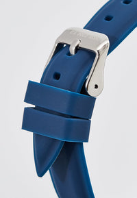 Ceas Quartz cu Logo si Curea de Silicon, Albastru inchis