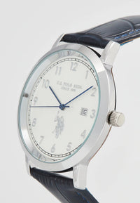 Ceas Bărbătesc Cu Curea Din Piele Bleumarin cu Mecanism Quartz si Display Analog