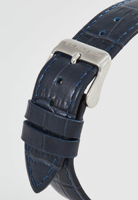 Ceas Bărbătesc Cu Curea Din Piele Bleumarin cu Mecanism Quartz si Display Analog