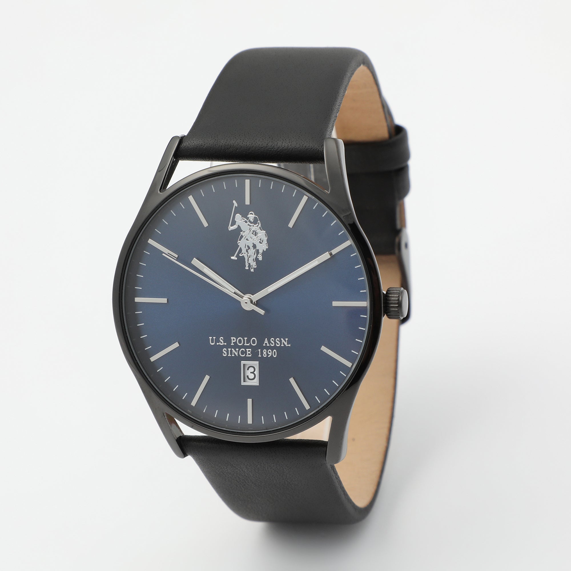 Ceas Barbatesc Negru cu Cadran Albastru si Curea din Piele – Design Slim
