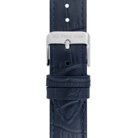 Ceas Barbatesc Quartz cu Carcasa Metalica, Cadran Bleumarin cu Finisaj Vertica si Curea Piele Croco Bleumarin