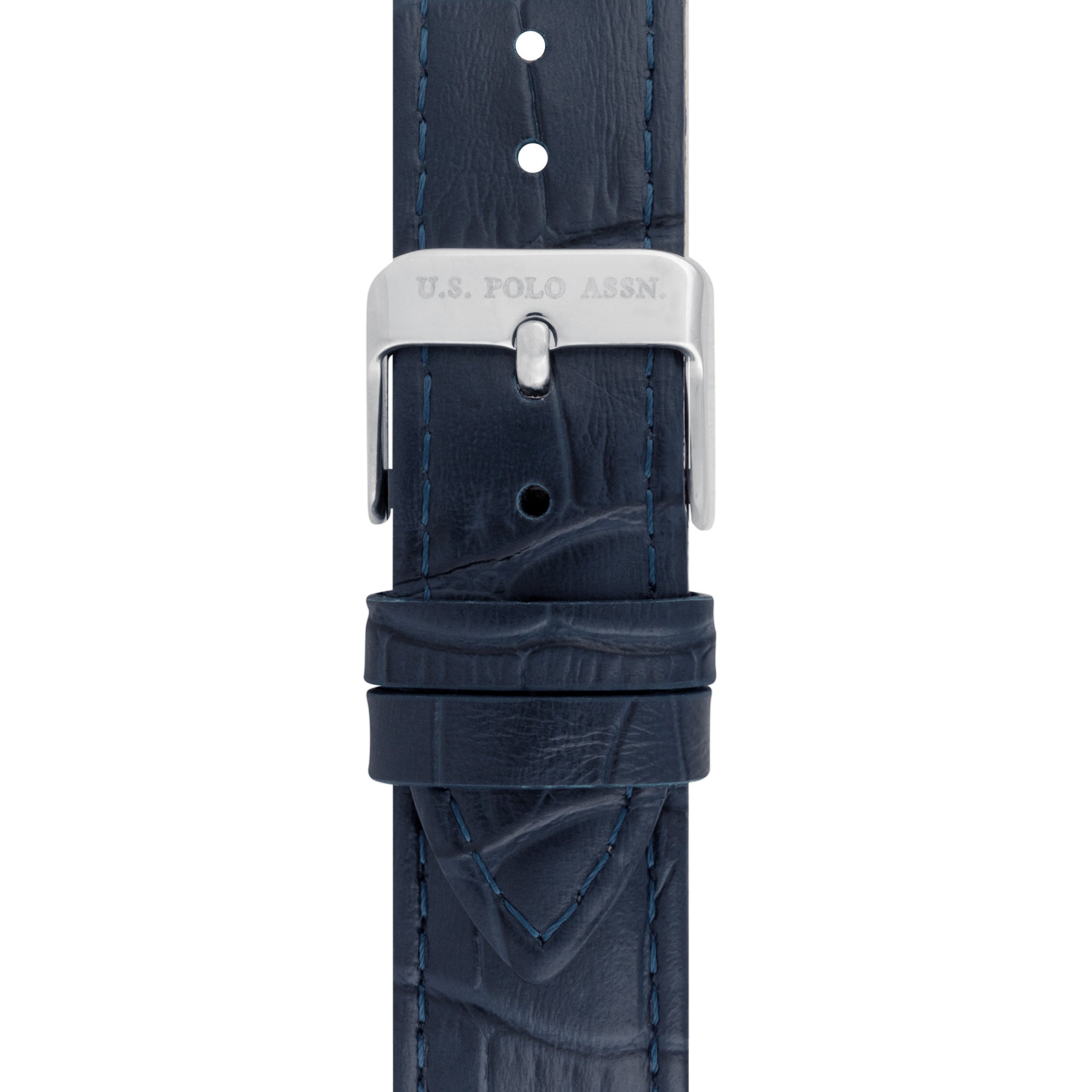 Ceas Barbatesc Quartz cu Carcasa Metalica, Cadran Bleumarin cu Finisaj Vertica si Curea Piele Croco Bleumarin
