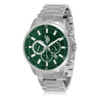 Ceas Barbatesc Chronograph – Carcasa din Otel Inoxidabil cu Cadran Verde Inchis si Bratara Placata cu Rodiu