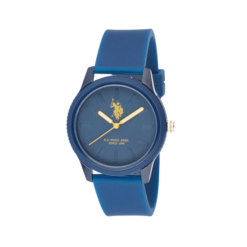 Ceas Quartz cu Logo si Curea din Silicon, Bleumarin