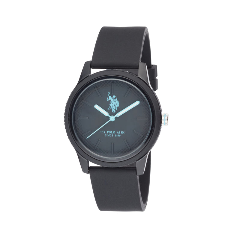 Ceas Quartz cu Logo si Curea din Silicon, Negru