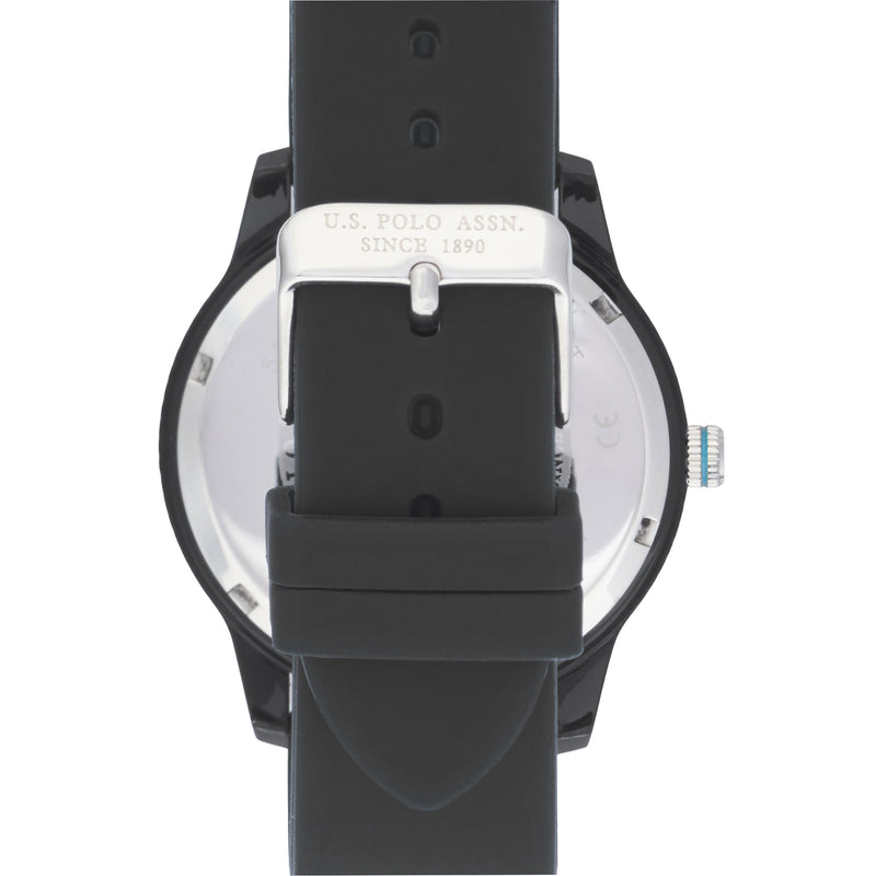 Ceas Quartz cu Logo si Curea din Silicon, Negru