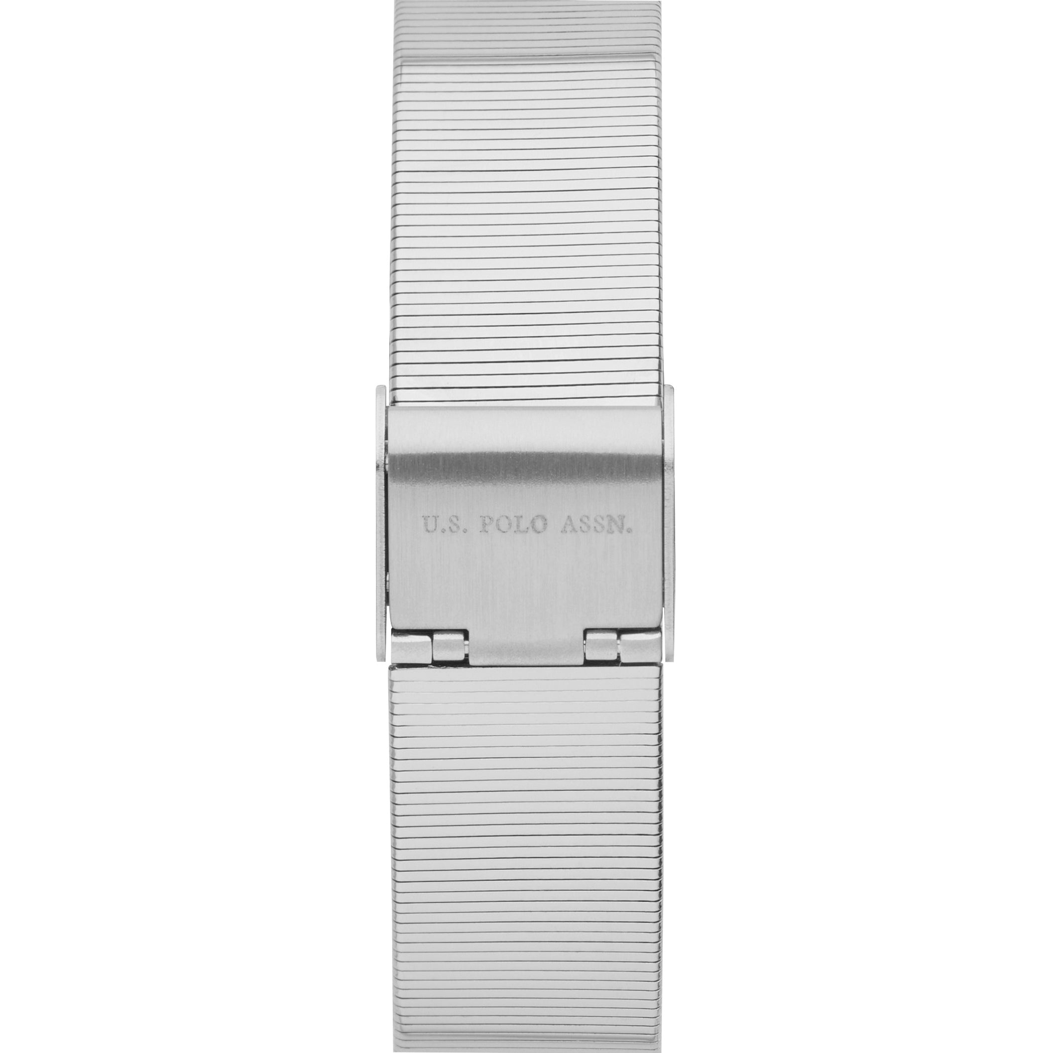 Ceas Dama Quartz Patrat, Cadran Gri Deschis Sunray, Bratara Mesh Argintie Lucioasa
