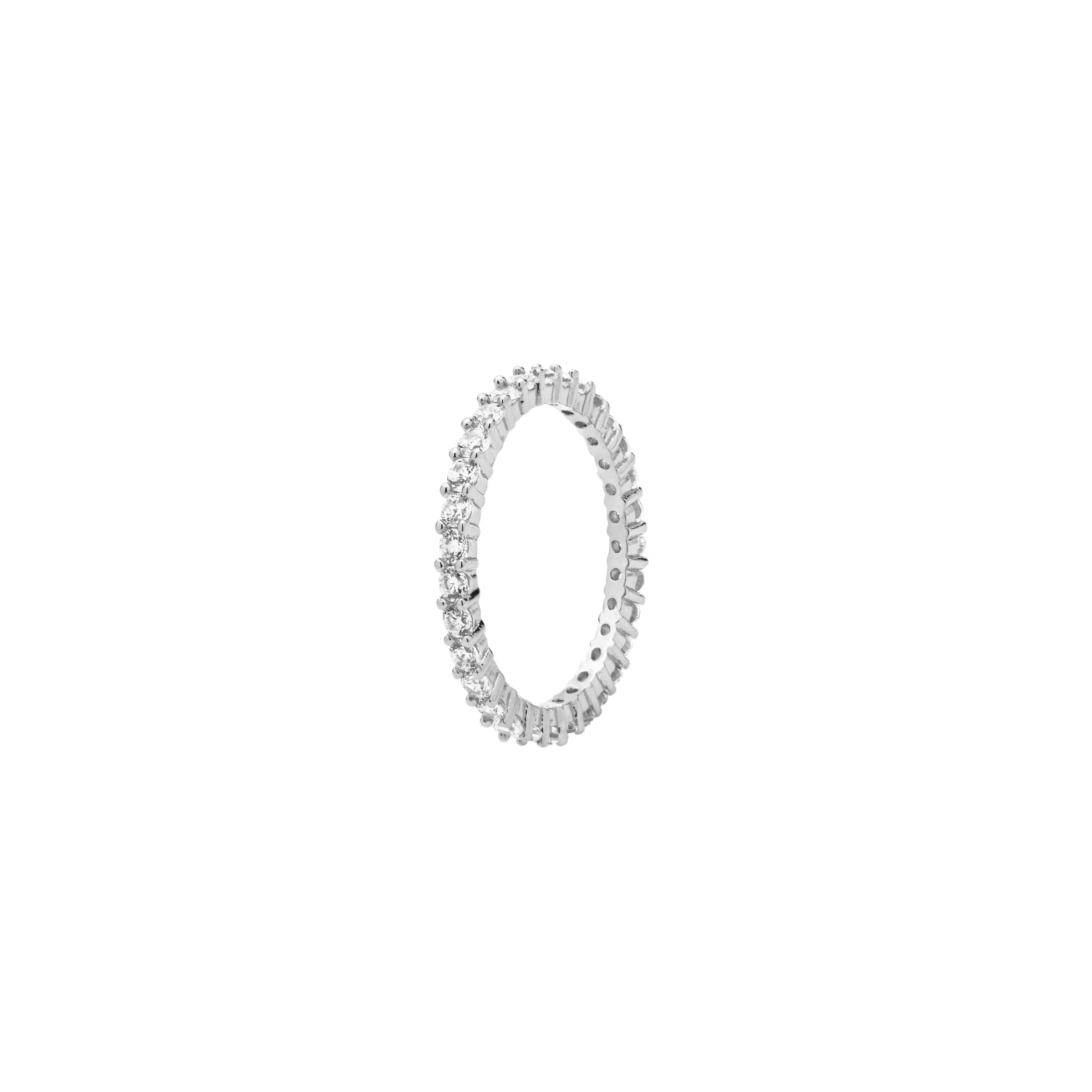 Inel Tip „Eternity” Din Metal Placat Cu Rodiu, Cu Cristale Albe