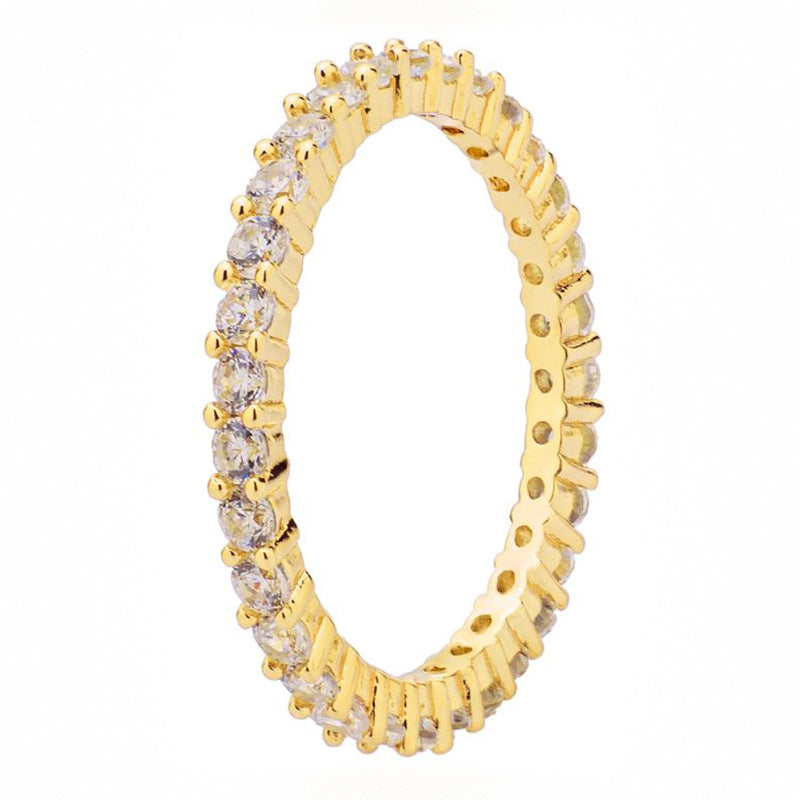 Inel Tip „Eternity” Din Metal Placat Cu Aur Galben, Cu Cristale Zirconia Albe