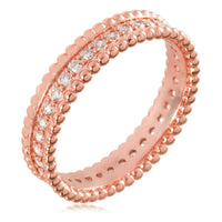 Inel Tip „Eternity” Din Metal Placat Cu Aur Roz, Cu Cristale Albe