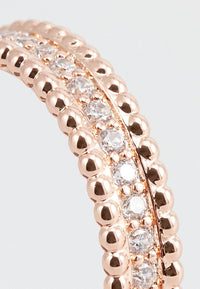 Inel Tip „Eternity” Din Metal Placat Cu Aur Roz, Cu Cristale Albe