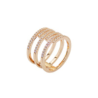 Inel Din Metal Placat Cu Aur Galben, Cu Cristale Albe