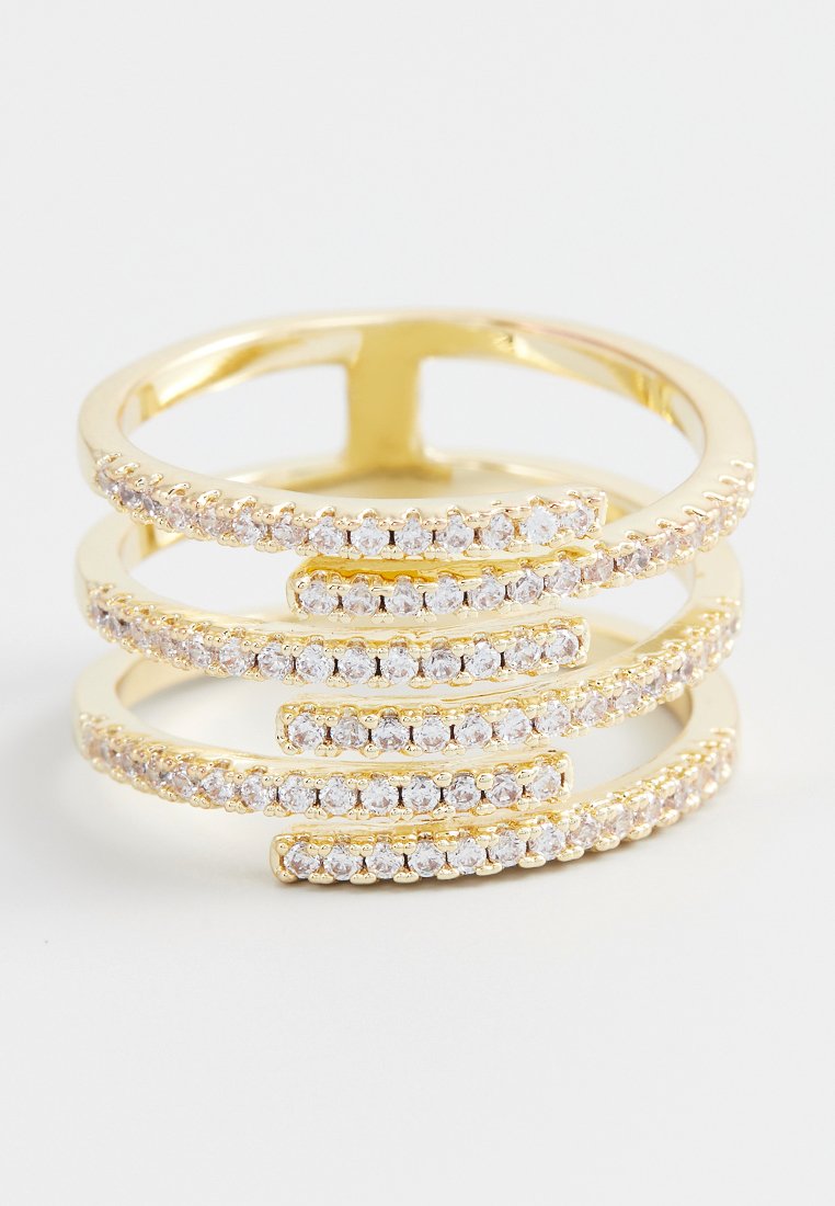 Inel Din Metal Placat Cu Aur Galben, Cu Cristale Albe