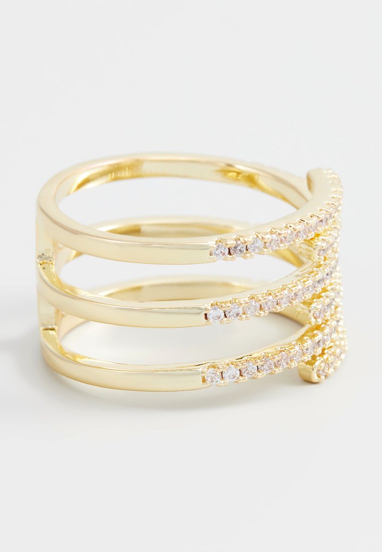 Inel Din Metal Placat Cu Aur Galben, Cu Cristale Albe