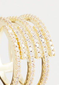 Inel Din Metal Placat Cu Aur Galben, Cu Cristale Albe