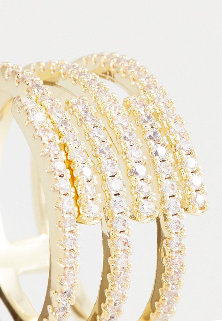 Inel Din Metal Placat Cu Aur Galben, Cu Cristale Albe